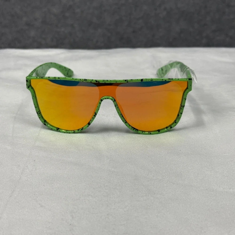Tipsy Elves Psychic Pathway Sunglasses Green Rainbow Splatter TE-SSG600 New Case
